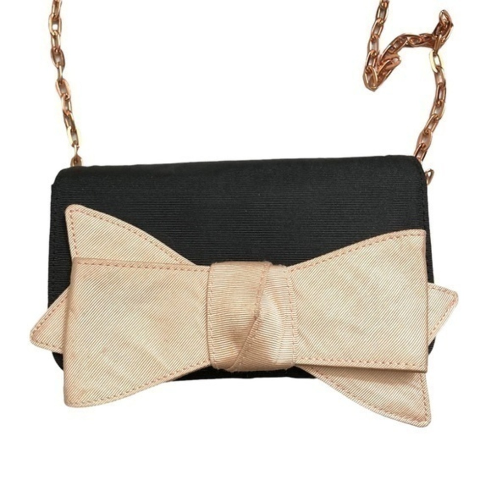 Ted baker black pink bow rose gold convertible clutch crossbody bag